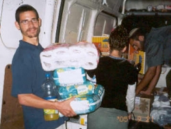 Delivering packages to Gaza evacuees