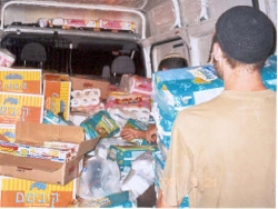Delivering packages to Gaza evacuees
