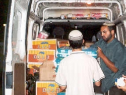 Delivering packages to Gaza evacuees