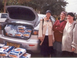 Delivering packages to Gaza evacuees
