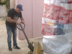 Unloading supplies from truck
