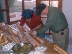 Preparing sandwiches for soldiers